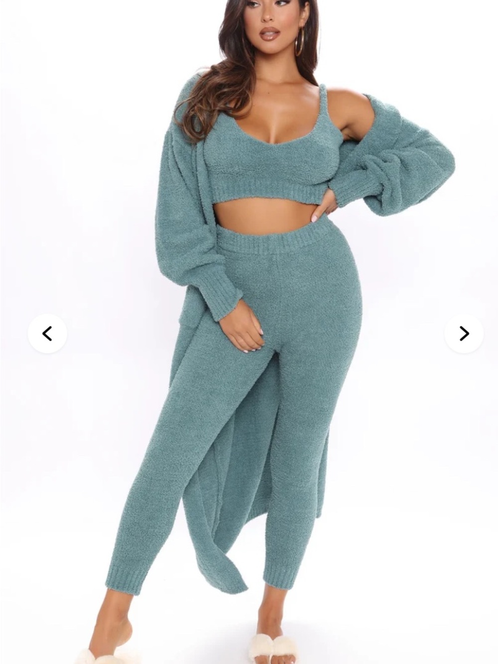 Cozy Knit High-Waist Lounge Pants - Seafoam